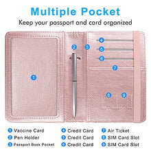 Load image into Gallery viewer, ACdream Passport and Vaccine Card Holder Combo, Cover Case with CDC Vaccination Card Slot, Leather Travel Documents Organizer Protector, with RFID Blocking, for Women and Men, Rose Gold