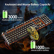 Load image into Gallery viewer, Wireless Gaming Keyboard and Mouse Combo with Yellow LED Backlit Rechargeable 4000mAh Battery Mechanical Ergonomic Feel Waterproof Dustproof 7 Color Backlit Mute Mice for Computer Mac Gamer