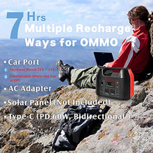 Load image into Gallery viewer, OMMO Portable Power Station, 555Wh Outdoor Solar Generator, 150000mAh Lithium Battery Pack with Pure Sine Wave 110V/500W AC Outlet, PD 60W for Camping, Power Cut, CPAP, Emergency