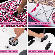 Load image into Gallery viewer, CORALSEA Inflatable Paddle Board, 10‘6"x30"x6" Ultra-Light Stand Up Boards with ISUP Accessories & Backpack for All Skill Levels Include Leash, Adjustable Paddle, Pump, Repair Kit, Youth & Adult, Pink