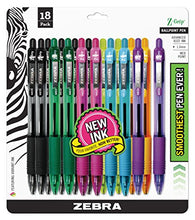 Load image into Gallery viewer, Zebra Pen Z-Grip Retractable Ballpoint Pen, Medium Point, 1.0mm, Assorted Fashion Colors - 18 Pieces