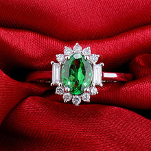 Load image into Gallery viewer, Jewelry Sets Women's Natural Green Emerald Diamond Solid 14K White Gold Ring