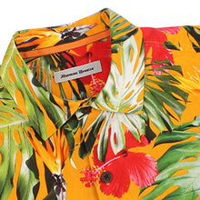 Load image into Gallery viewer, Havana Breeze Men's Relaxed-Fit 100% Linen Shirt Orange and Banana Leaf M
