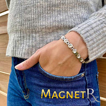 Load image into Gallery viewer, MagnetRX® Women’s Magnetic Therapy Bracelet - Arthritis & Carpal Tunnel Pain Relief Crystal Bracelets for Women - Adjustable Length with Sizing Tool (Silver)