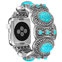 Load image into Gallery viewer, Fastgo Compatible with Apple Watch Band 42mm 44mm, Bohemian Ethnic Antique Style Compatible with Iwatch Strap Band with Turquoise for Series 5/4/3/2/1(42mm 44mm)