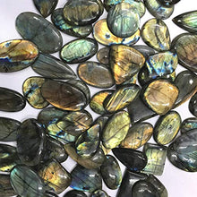 Load image into Gallery viewer, Gemkora Natural Iridescent Spectrolite Labradorite Gemstone Wholesale Cabochons Lot, Jewelry Making Loose Gemstone, Polished Crystals, DIY, Wire Wrapping, Healing Crystals, Bulk Gemstone (100 carats)