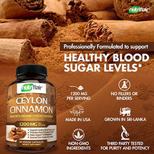 Load image into Gallery viewer, NutriFlair Ceylon Cinnamon (Made with Organic Ceylon Cinnamon) 1200mg per Serving, 120 Capsules - Healthy Blood Sugar Support, Joint Support, Anti-inflammatory & Antioxidant - True Sri Lanka Cinnamon