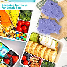 Load image into Gallery viewer, Lehoo Castle Bento Lunch Box for Kids with 4 Compartments,1300ml Lunch Containers with Ice Packs Sauce Jar, Spoon&Fork, Durable, Leak Proof, BPA-Free and Food-Safe Materials(Blue)