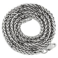 Load image into Gallery viewer, LoveBling 10K White Gold 3mm 24" Palm Open Hollow Wheat Chain Necklace, with Lobster Lock