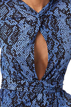 Load image into Gallery viewer, PETER DUNDAS Jersey Long Sleeve Blue Python Dress