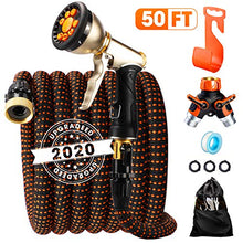 Load image into Gallery viewer, Delxo 2020 Upgrade 50FT Expandable Garden Hose Water Hose with 9-Function High-Pressure Spray Nozzle, Heavy Duty Flexible Hose, 3/4" Solid Brass Fittings Leakproof Design