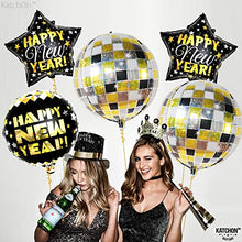 Load image into Gallery viewer, Large, New Years Balloons 2023 - 22 Inch Disco Balloons | Foil Happy New Year Balloons | 70s Disco Theme Happy New Year Decorations 2023 | New Years Eve Party Supplies 2023 | NYE Decorations 2023