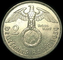 Load image into Gallery viewer, 1936-1939 Silver 2 Reichsmark