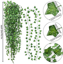 Load image into Gallery viewer, JPSOR 24pcs 158 Feet Fake Ivy Leaves Fake Vines Artificial Ivy, Silk Ivy Garland Greenery Hanging Plants Vines for Bedroom Room Indoor Decor, Party Wedding Wall Decor Outdoor