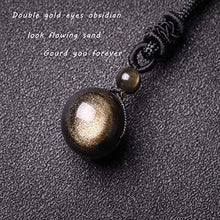 Load image into Gallery viewer, Natural Gold Obsidian Onyx Pendant Rainbow Eyes Beads Lucky Blessing Necklace (16mm)