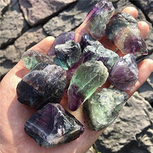 Load image into Gallery viewer, Simurg Raw Fluorite Stone 1lb ''A'' Grade Rainbow Fluorite Rough Crystal - Green Fluorite Rocks for Cabbing, Tumbling, Cutting, Lapidary, Polishing, Reiki Crytsal Healing