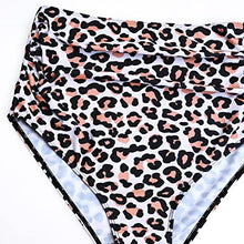 Load image into Gallery viewer, Bhome Maternity Two Pieces Bikini Set High Waisted Swimsuit Ruffle Swimwear Summer Black with Leopard L