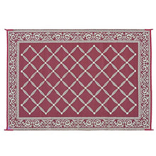Load image into Gallery viewer, Stylish Camping 116095 6-feet by 9-feet Reversible Mat, Plastic Straw Rug, Large Floor Mat for Outdoors, RV, Patio, Backyard, Picnic, Beach, Camping (Burgundy/Beige)