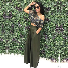 Load image into Gallery viewer, Molisry Women Casual Stretchy High Waisted Wide Leg Long Palazzo Pants Green
