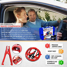Load image into Gallery viewer, Car Emergency Safety Kit Bag with Portable Air Compressor, First Aid Kit, Heavy Duty Roadside Auto Emergency Kits Jumper Cables Tow Strap Tire Pressure Gauge, Headlamp, for Women, Men, Teen