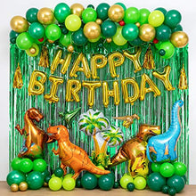 Load image into Gallery viewer, Dinosaur Birthday Party Decorations&Balloons Arch Garland Kit(Gold,Green),Dinosaurs Balloons,Happy Birthday Balloons,Curtains,for Dino Themed Kid's Party,Shower,Celebration.