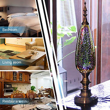 Load image into Gallery viewer, Porseme Decorative Turkish Arabian Table Lamp with Handmade 3D Effect Glass and Bronze Base for Bedroom, Bedside, Living Room, Office