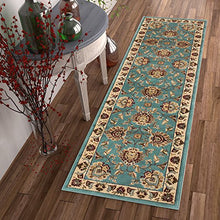 Load image into Gallery viewer, Sultan Sarouk Light Blue Persian Floral Oriental Formal Traditional 3x12 (2'7" x 12') Runner Stain / Fade Resistant Contemporary Floral Thick Soft Plush Hallway Entryway Living Dining Room Area Rug