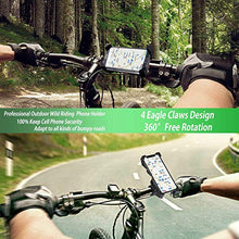 Load image into Gallery viewer, visnfa New Bike Phone Mount with Stainless Steel Clamp Arms Anti Shake and Stable 360° Rotation Bike Accessories/Bike Phone Holder for Any Smartphones GPS Other Devices Between 4 and 7 inches