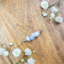 Load image into Gallery viewer, Blue Lace Agate Bead Bar Crystal Necklace in Sterling Silver
