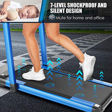 Load image into Gallery viewer, ANCHEER 2 in1 Folding Treadmill, 2.25HP Under Desk Electric Treadmill with Remote Control and Bluetooth Speaker & LCD Monitor, Installation-Free, Exercise Fitness Machine for Home/Office Use (Blue)
