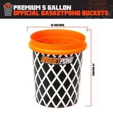 Load image into Gallery viewer, BasketPongβ’ Giant Yard Pong X Basket Ball Game with Durable Balls and Buckets - Outdoor Game for Lawn, Backyard and Beach - Set Includes 12 Buckets, 2 Basket Balls and a Carrying Bag