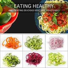 Load image into Gallery viewer, Spiralizer Vegetable Slicer (4-in-1 Rotating Blades) Heavy Duty Veggie Spiralizer with Strong Suction Cup, Zucchini Spiral Noodle/Zoodle/Spaghetti/Pasta Maker ( Recipe Book and Cleaning Brush)