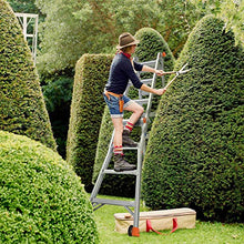 Load image into Gallery viewer, TACKLIFE Telescoping Ladder, 17 Feet Aluminum Extension Ladder with 2 Flexible Wheels, Safe Protective Switch, Non-Slip Rubber Feet, 300lb Capacity Multi-Use Ladder