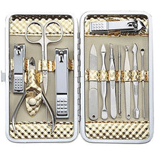 Load image into Gallery viewer, Manicure Set Professional Nail Clippers Kit Pedicure Care Tools- Stainless Steel Women Grooming Kit 12Pcs for Travel or Home (Gold)