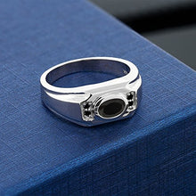 Load image into Gallery viewer, Gem Stone King 1.22 Ct Oval Black Onyx Black Diamond 925 Sterling Silver Men's Ring (Size 8)