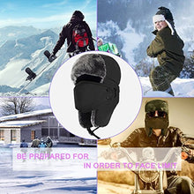 Load image into Gallery viewer, Mysuntown Unisex Winter Trooper Trapper Hat Hunting Hat Ushanka Ear Flap Chin Strap and Windproof Mask,Black,22-24 Inches ,One Size Fits All
