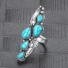 Load image into Gallery viewer, Vintage Blue Synthetic-Turquoise Ring Teardrop-shaped Stone Ring Tibet Silver Plated Fashion(US 7,8,9)