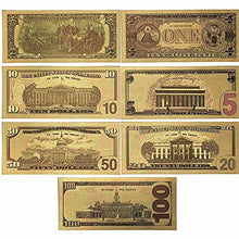 Load image into Gallery viewer, 7PCS Gold Dollar Bills USD 1/2/5/10/20/50/100 Set of Colored Commemorative Coins with Gold Foil