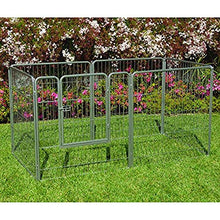 Load image into Gallery viewer, Petmate Courtyard Exercise Pen Drop Pin Design Walk-In Door Silver Crackle Finish