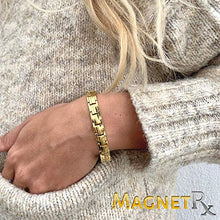 Load image into Gallery viewer, MagnetRX® Women's Ultra Strength Magnetic Therapy Bracelet - Arthritis Pain Relief & Carpal Tunnel Titanium Magnetic Bracelets for Women - Adjustable Length with Sizing Tool (Gold)