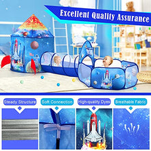Load image into Gallery viewer, PigPigPen 3pc Kids Play Tent for Boys with Ball Pit, Crawl Tunnel, Rocket Ship Tents for Toddlers, Baby Space World Playhouse Toys, Boys Indoor& Outdoor Play House, Perfect Kid’s Gifts