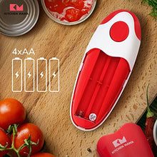 Load image into Gallery viewer, Kitchen Mama Electric Can Opener V2 Christmas Color Edition: Upgraded Blade Opens Any Can Shape - No Sharp Edge, Food-Safe, Handy with Lid Lift, Battery Operated & Handheld (Bundle Red & Army Green)
