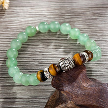 Load image into Gallery viewer, POSHFEEL 8mm Green Aventurine Stone Beads Buddha Stretch Bracelet, Unisex,7.5"