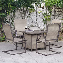 Load image into Gallery viewer, BALI OUTDOORS Propane Fire Pit Table Set, 28 inch 50,000 BTU Gas Fire Pit Table with 4 Textilene Spring Chairs, Patio Furniture Conversation Dining Set