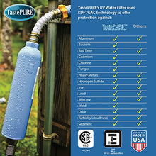 Load image into Gallery viewer, Camco 40042 TastePURE Inline RV Water Filter – Greatly Reduces Bad Taste, Odors, Chlorine and Sediment in Drinking Water – 4-Pack , blue