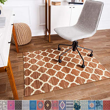 Load image into Gallery viewer, Anji Mountain Chair Mat Rug'd Collection, 1/4" Thick - For Low Pile Carpets & Hard Surfaces, Nizwa , Brown and Ivory Trellis