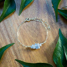 Load image into Gallery viewer, Blue Lace Agate Bead Bar Bracelet in 925 Sterling Silver - Genuine Gemstone