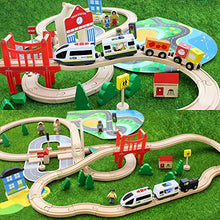 Load image into Gallery viewer, Lebze Battery Operated Action Locomotive Train (Magnetic Connection) - Powerful Engine Bullet Train Set Fits Thomas Brio Wooden Train and Tracks - Toy Train Set for Toddlers