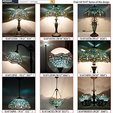 Load image into Gallery viewer, Tiffany Lamp 24 Inch Tall 3 Light Pull Chain Sea Blue Stained Glass Dragonfly Style Lampshade Beside Desk Table Lamp Antique Night Light Base for Living Room Coffee Table Bedroom S147 WERFACTORY