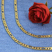 Load image into Gallery viewer, Lifetime Jewelry 4mm Figaro Chain Necklace 24k Gold Plated for Men Women & Teen (Gold, 20)